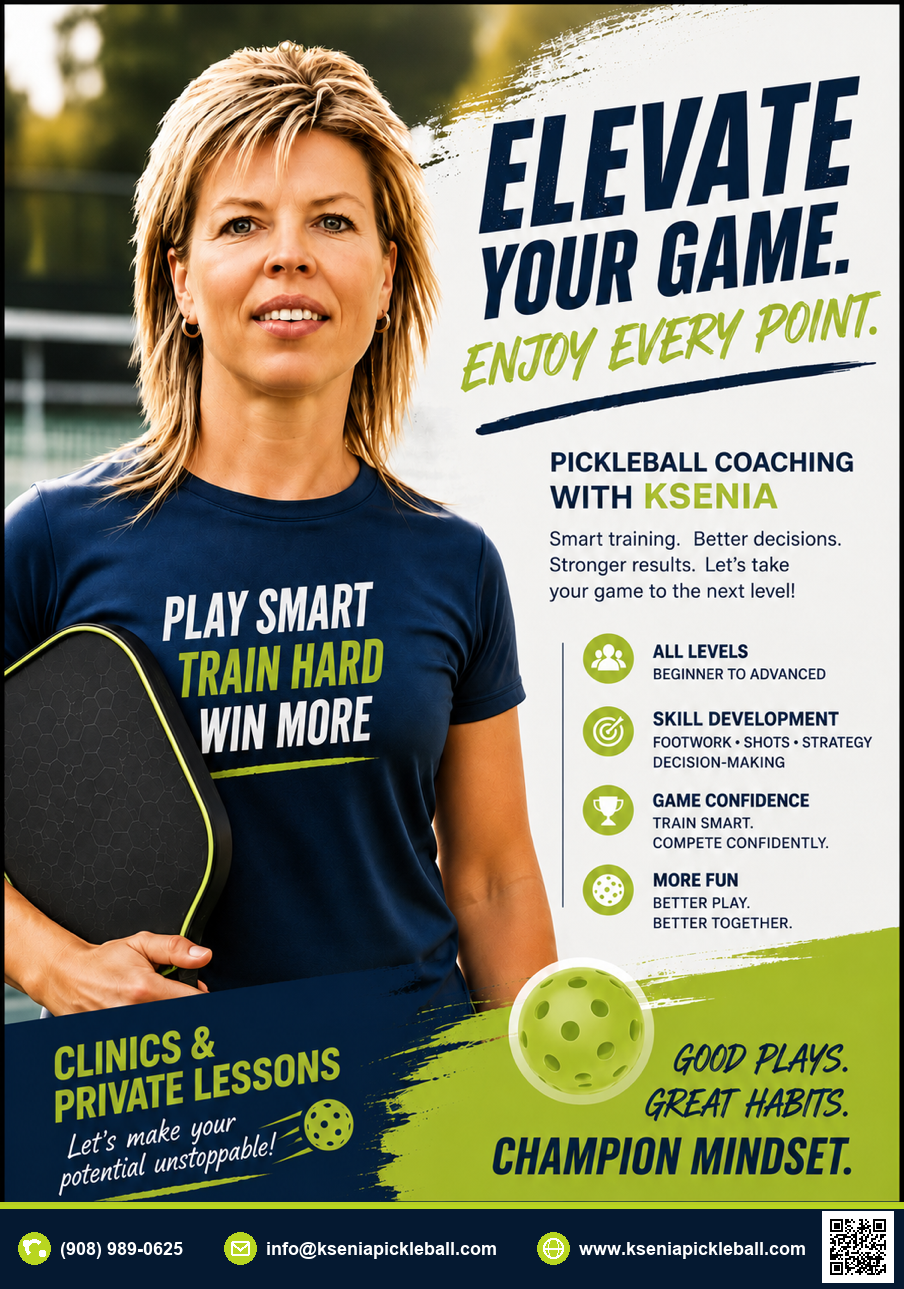 Ksenia Pickleball coaching flyer